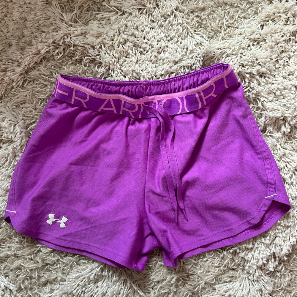 Under Armour Purple Athletic Shorts with Elastic Waistband